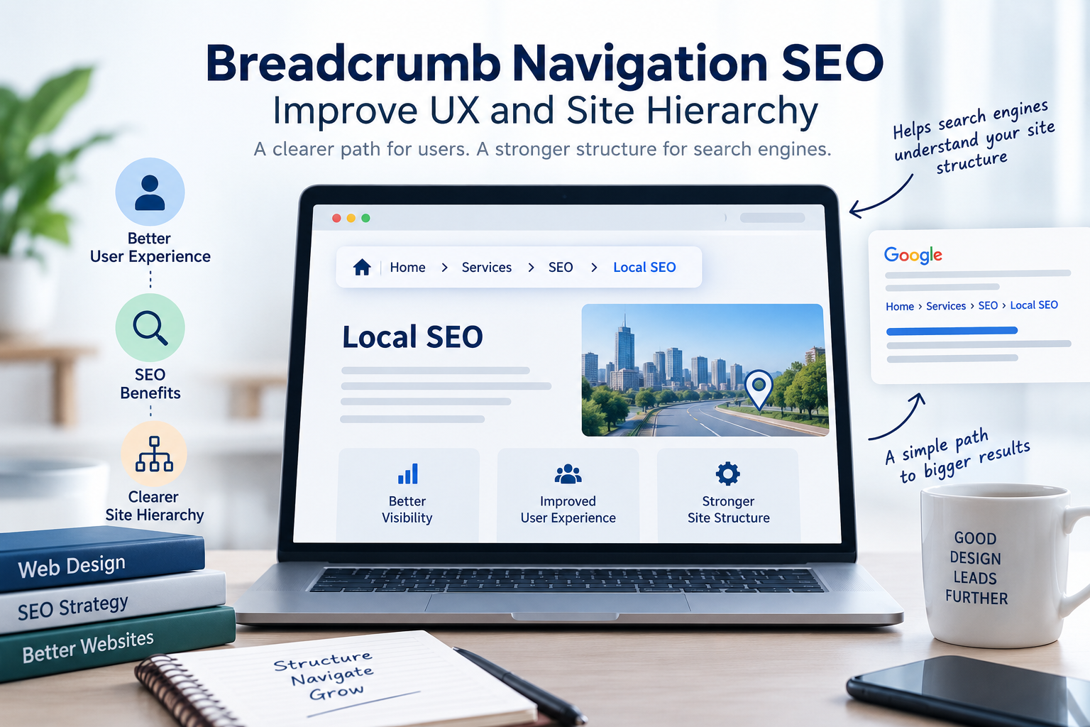 Breadcrumb navigation showing website hierarchy for SEO